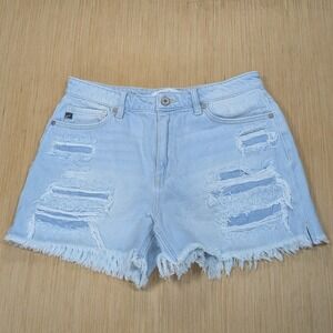 KanCan Shorts Cutoff‎ Light Wash Distressed Frayed Hem Denim Women's Size 9/28